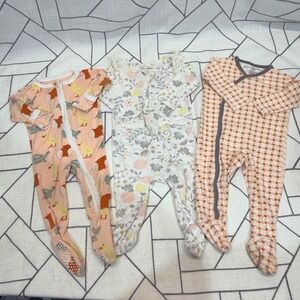 Lot of 3 Kickee Pants Jessica Simpson Petunia Pickle Bottom Sleepers 3-6M